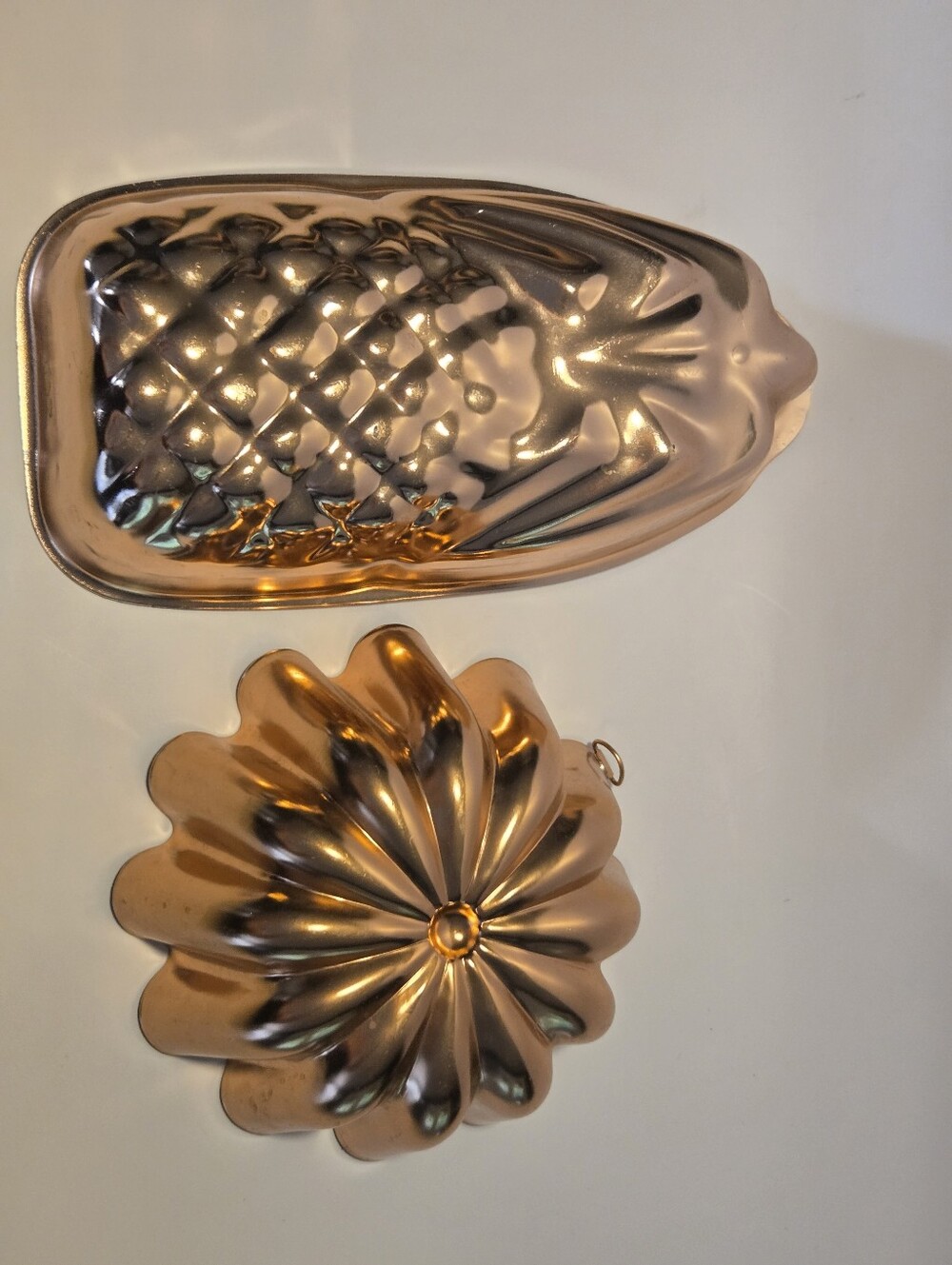 Copper Tone Decorative Tin Molds - Pineapple & Flower Shapes